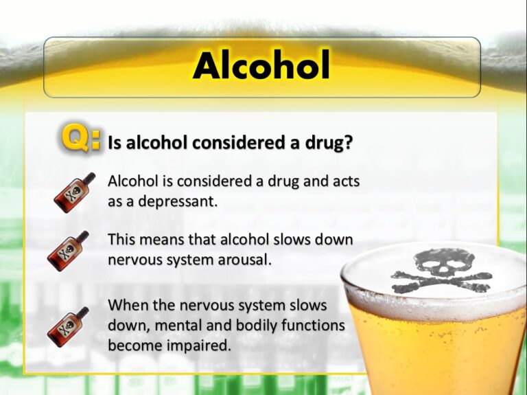 Sample PowerPoint slide of alcohol slowing down the nervous system
