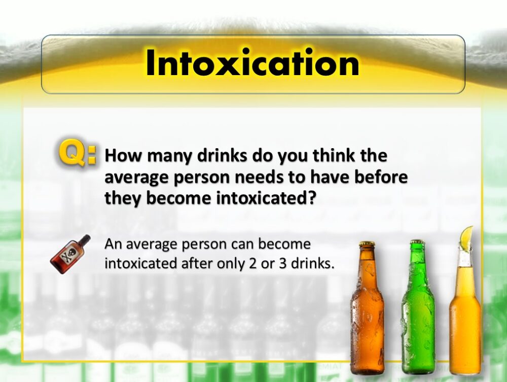 Sample PowerPoint slide of what intoxication is